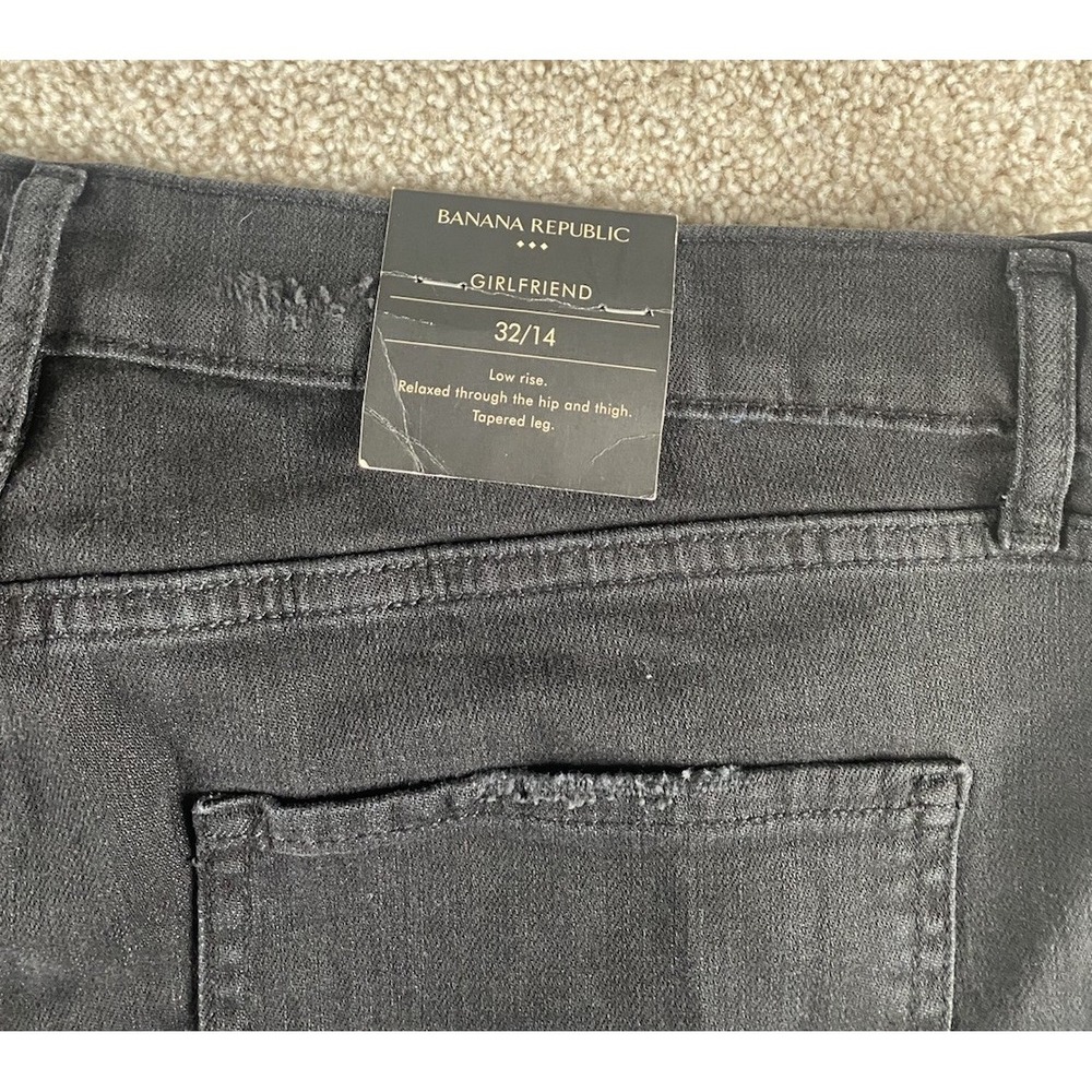 Banana Republic Girlfriend Lowrise Tapered Jeans Distressed Black 32/14 (36x30) - Picture 2 of 10